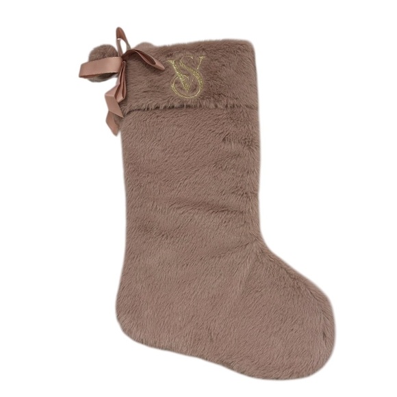 NWT Victoria’s Secret Dusty Pink Fuzzy Holiday Stocking - Picture 1 of 6